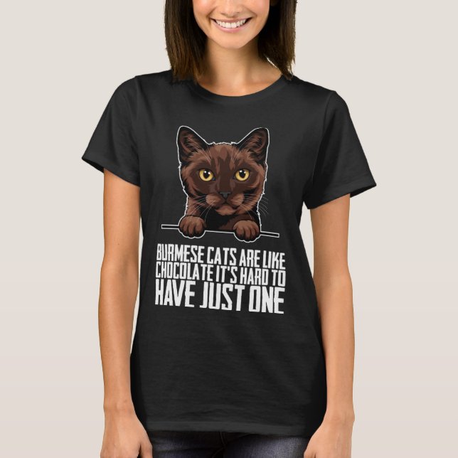 Camiseta birmanês  gatos birmaneses  mãe birmanesa (Frente)