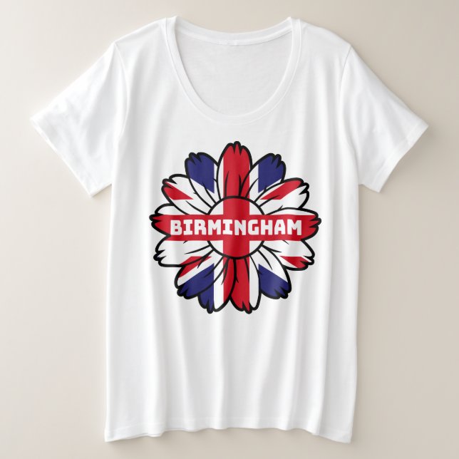 Camiseta Birmingham Union Jack Sunflower British Pride (Frente do Design)
