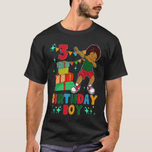 Camiseta Birthday African American Boy aniversário de 3 ano