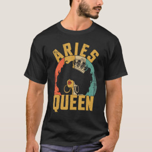 Camiseta Birthday Afro Aries Rainha Afro-Americana Black W