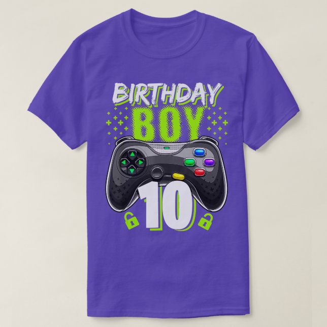 Camiseta Birthday Boy 10 Video Game Controller  10th Birthd (Frente do Design)