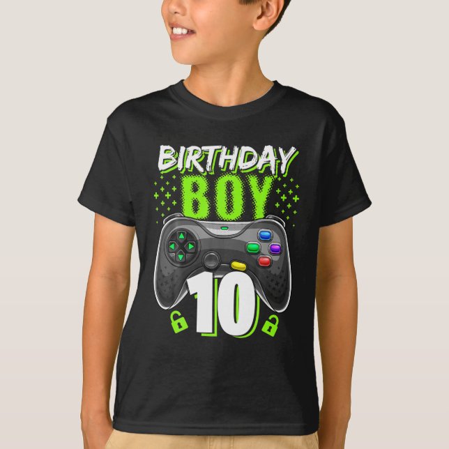 Camiseta Birthday Boy 10 Video Game Controller Gamer 10th (Frente)