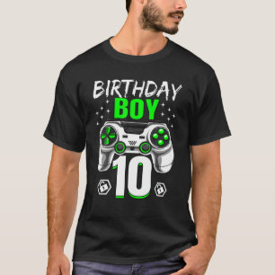 Camiseta Birthday Boy 10 Video Game Controller Gamer 10Th B