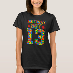 Camiseta Birthday Boy 13 Brick Builder bloqueia compilação