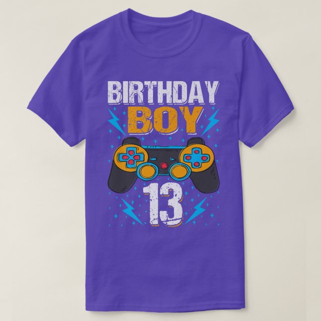 Camiseta Birthday Boy 13 Video Game Controller Gamer 13th B (Frente do Design)