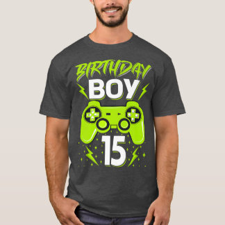 Camiseta Birthday Boy 15 Video Game Controller Gamer 15th B