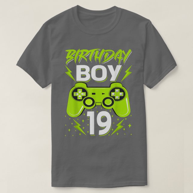 Camiseta Birthday Boy 19 Video Game Controller Gamer 19th B (Frente do Design)