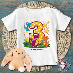 Camiseta Birthday Boy 3 Dinossauro