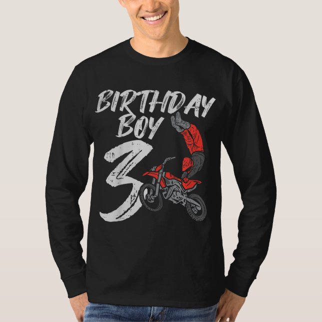 Camiseta Birthday Boy 3 Dirt Bike Legal Motocross 3rd Birds (Frente)