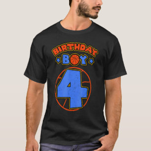 Camiseta Birthday Boy 4 Tema de Basquete Festa de Bday 4º C