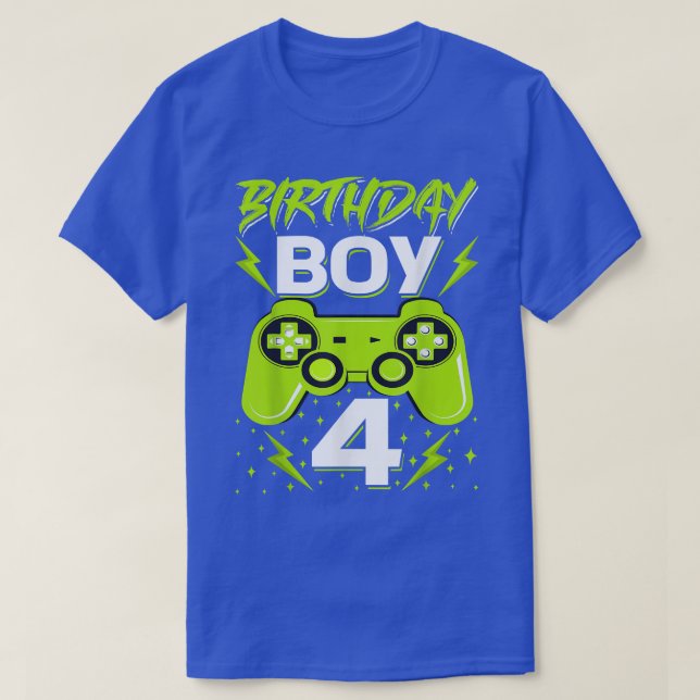 Camiseta Birthday Boy 4 Video Game Controller Gamer 4th Bir (Frente do Design)