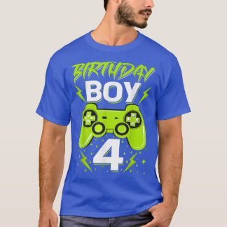 Camiseta Birthday Boy 4 Video Game Controller Gamer 4th Bir