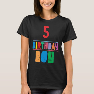 Camiseta Birthday Boy 5 Anos Festa Colorida Correspondente 