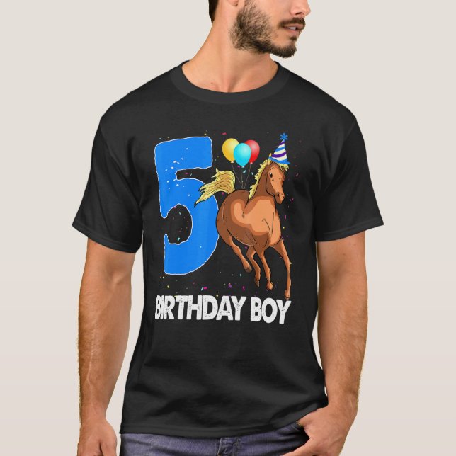 Camiseta Birthday Boy 5 Riding Rider Horse Love Party (Frente)