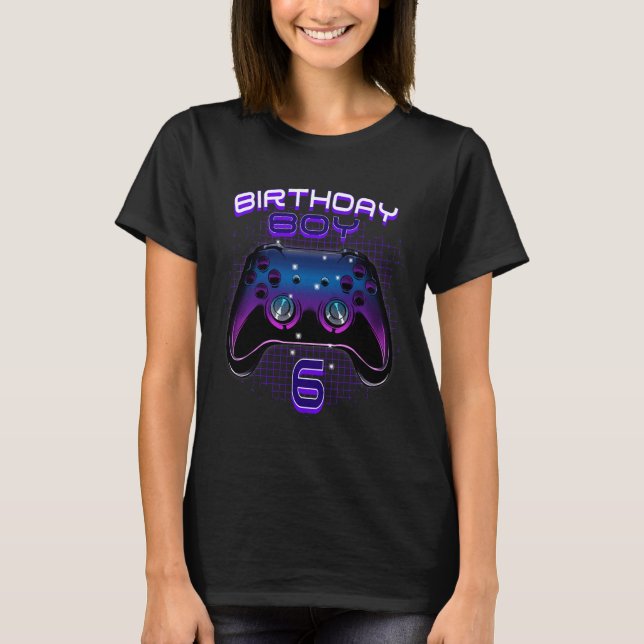 Camiseta Birthday Boy 6 Video Game Controller Gamer 6 Bir (Frente)