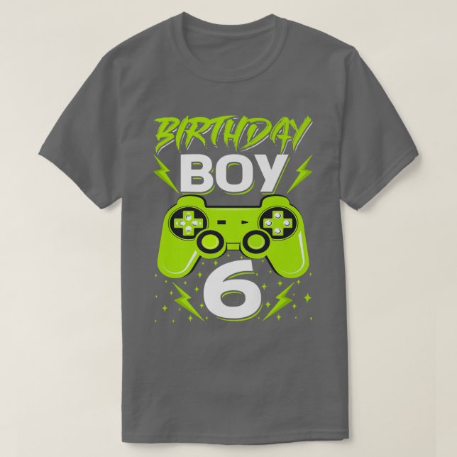 Camiseta Birthday Boy 6 Video Game Controller Gamer 6 Bir (Frente do Design)