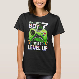 Camiseta Birthday Boy 7 Time To Level Up 7 Nível Up Vide