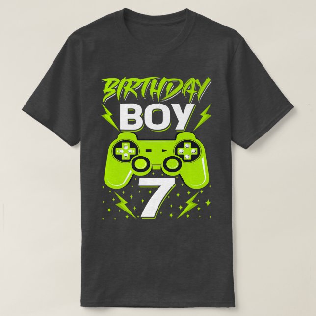Camiseta Birthday Boy 7 Video Game Controller Gamer 7 Bir (Frente do Design)