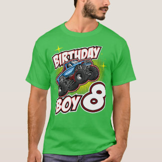 Camiseta Birthday Boy 8 Monster Truck Jumping 8th