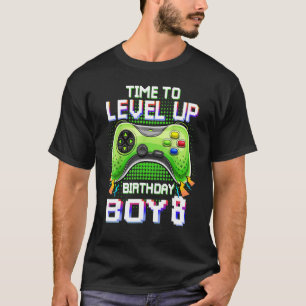 Camiseta Birthday Boy 8 Time to Level Up 8th Level Up Vide