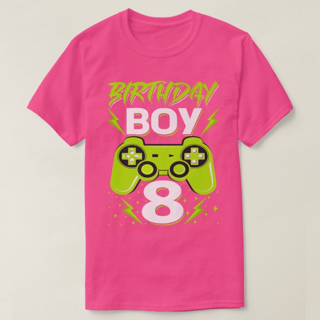 Camiseta Birthday Boy 8 Video Game Controller Gamer 8th Bir (Frente do Design)