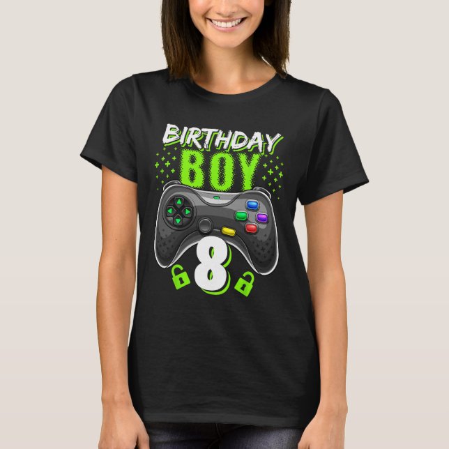 Camiseta Birthday Boy 8 Video Game Controller Gamer 8th Bir (Frente)