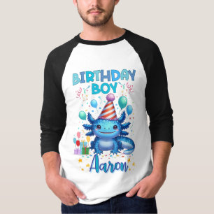 Camiseta Birthday Boy Axolotl Vibes Festa de Festa Cuta Des