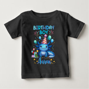 Camiseta Birthday Boy Axolotl Vibes Festa de Festa Cuta Des