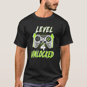 Camiseta Birthday Boy de 4 anos desbloqueado Nível 4 Gama d
