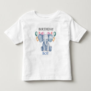 Camiseta Birthday Boy Elefante para bebês e balões