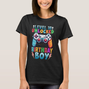 Camiseta Birthday Boy Level 16 Unlocked Video Game 16th Bir