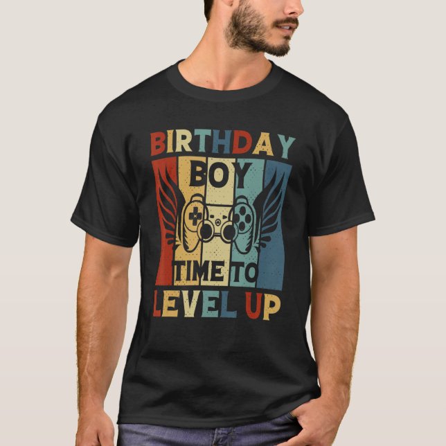 Camiseta Birthday Boy Time to Level Up Video Game Birthday  (Frente)