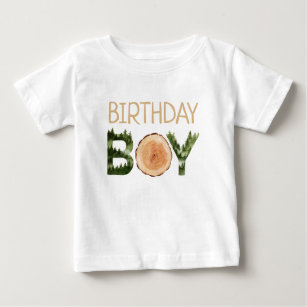 Camiseta Birthday Boy Watercolor Woodland 