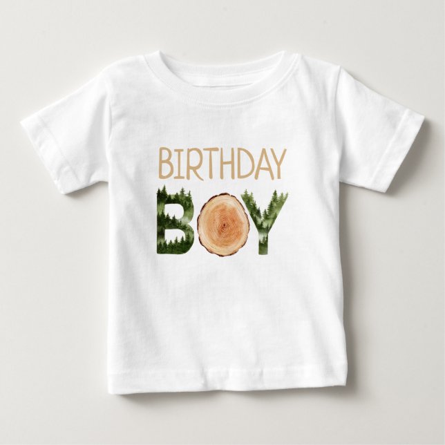 Camiseta Birthday Boy Watercolor Woodland (Frente)