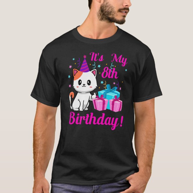 Camiseta Birthday cat 8 years old Kitten kitty 8th Birthday (Frente)