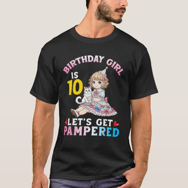 Camiseta Birthday Cat Mom Girl is 10 Years Old Let s Get Pa (Frente)