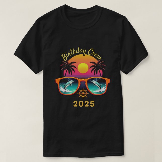 Camiseta Birthday Crew Cruise Funny Gift 2025 Retro (Frente do Design)
