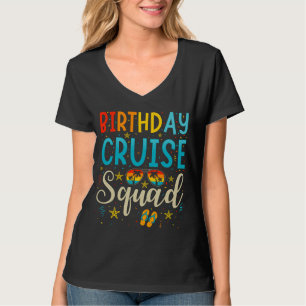 Camiseta Birthday Cruise Squad Cruising Vacinando Mulheres
