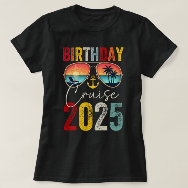 Camiseta Birthday Cruise Squad Vintage 2025 (Frente do Design)