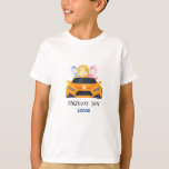 Camiseta Birthday Dinosaur Raça Carro Amarelo<br><div class="desc">Birthday Dinosaur race car garoto corridas amarelas crianças de corrida vermelha Nome Personalizado</div>