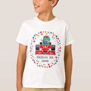 Camiseta Birthday Dinosaur Race car Garoto de Corrida Verme