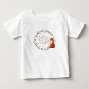 Camiseta Birthday Fox Wreath