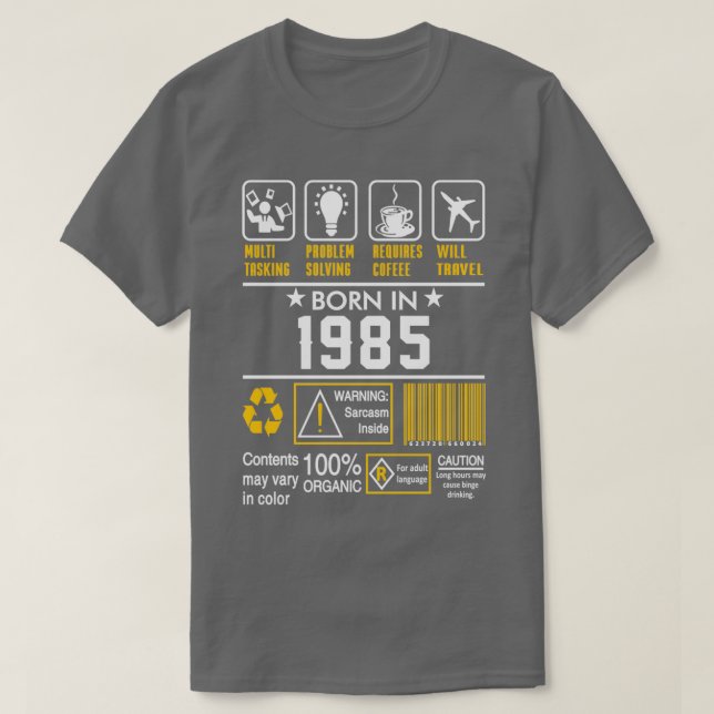 Camiseta Birthday Gift Ideas Born In 1985  (Frente do Design)