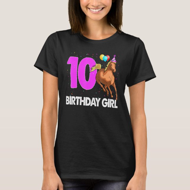 Camiseta Birthday Girl 10 Riding Rider Horse Love Party (Frente)