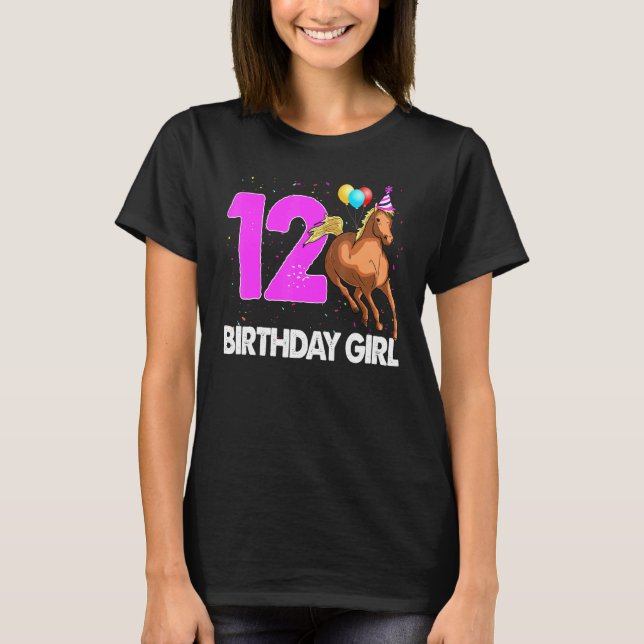 Camiseta Birthday Girl 12 Riding Rider Horse Love Party (Frente)