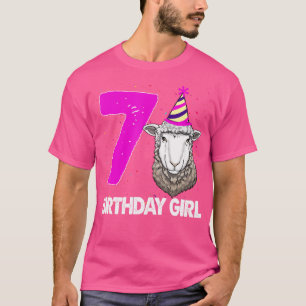 Camiseta Birthday Girl 7 Sheep Engraçado Mulher Ovina Festa