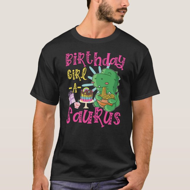 Camiseta Birthday Girl-A-Saurus Cute Dinosaur (Frente)