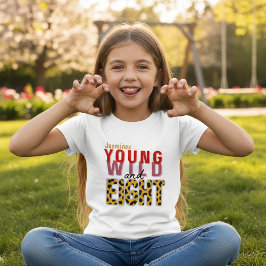 Camiseta Birthday Girl Eight Leopard Print Text Design 