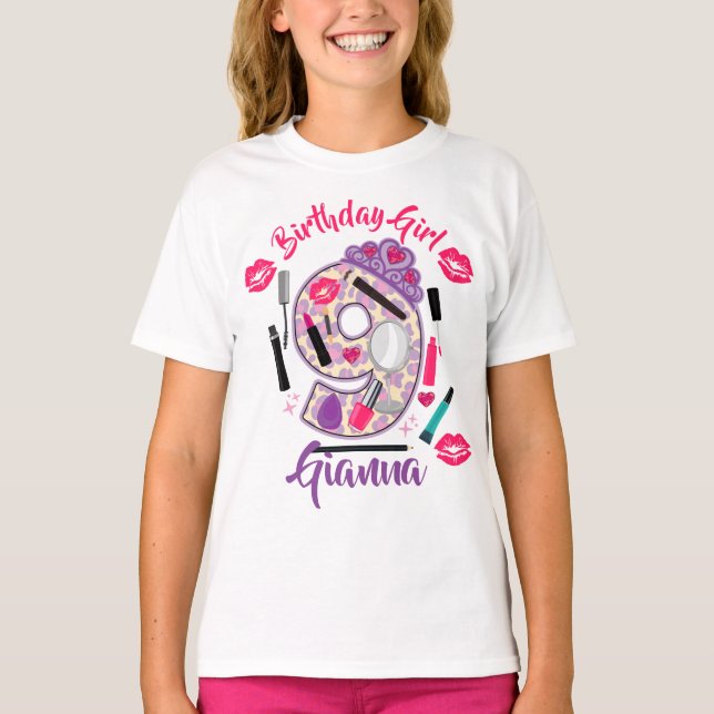 Camiseta Birthday Girl Nove 9 | Spa maquiagem | (Frente)