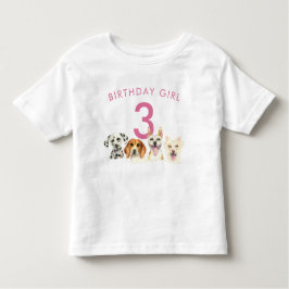 Camiseta Birthday Girl Watercolor Puppy Dogs